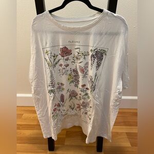 White Floral Graphic Women's Top
